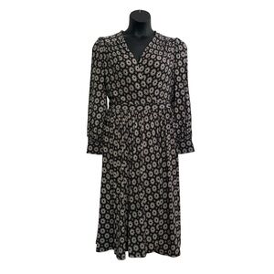 Black floral print Wrap Dress Cold Shoulder 14/16 New